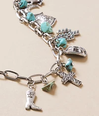 Turquoise Stone & Charm Bracelet