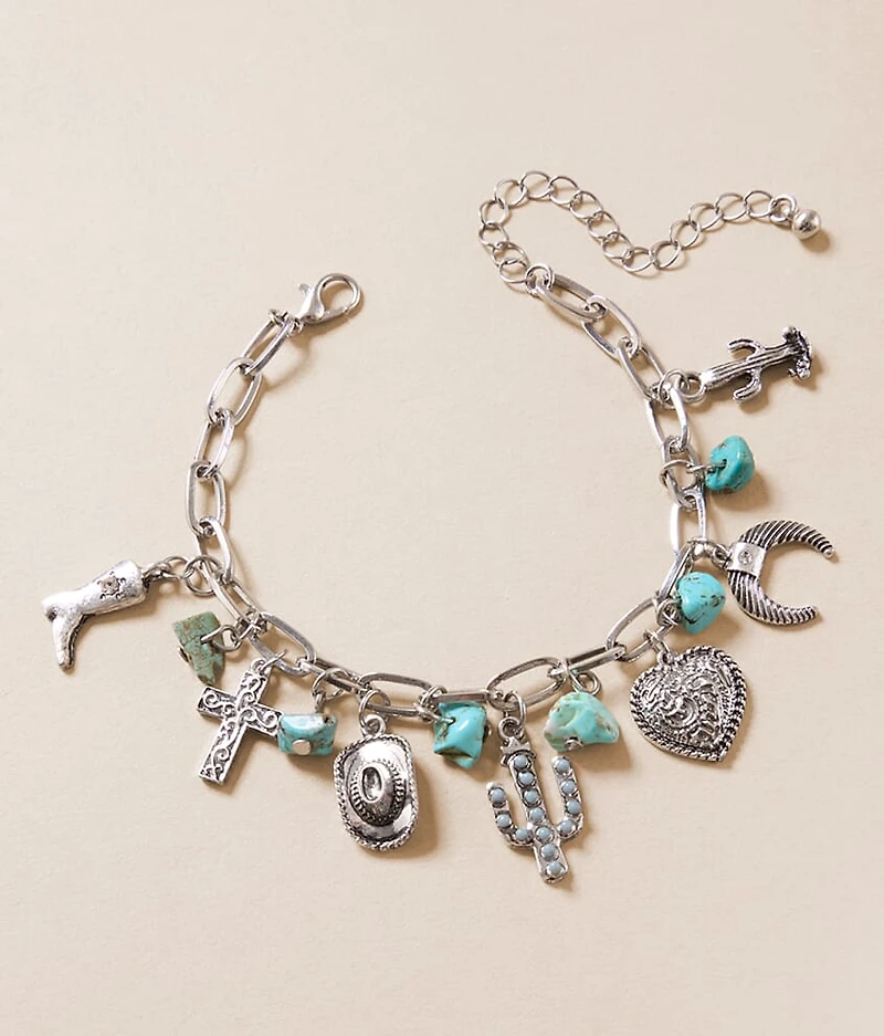 Turquoise Stone & Charm Bracelet