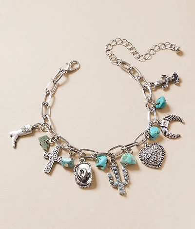 Turquoise Stone & Charm Bracelet