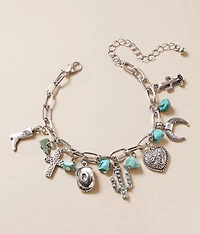 Turquoise Stone & Charm Bracelet