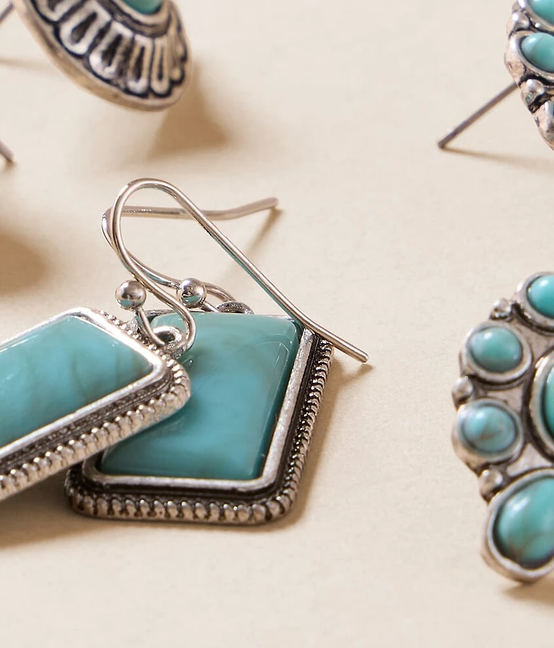3 Pack Turquoise Earring Set