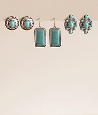 3 Pack Turquoise Earring Set