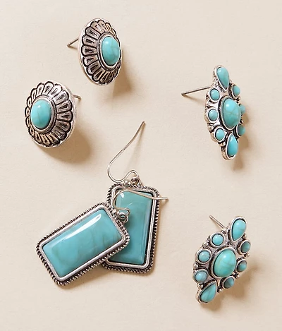 3 Pack Turquoise Earring Set