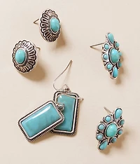 3 Pack Turquoise Earring Set