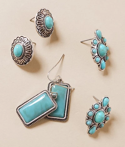 3 Pack Turquoise Earring Set