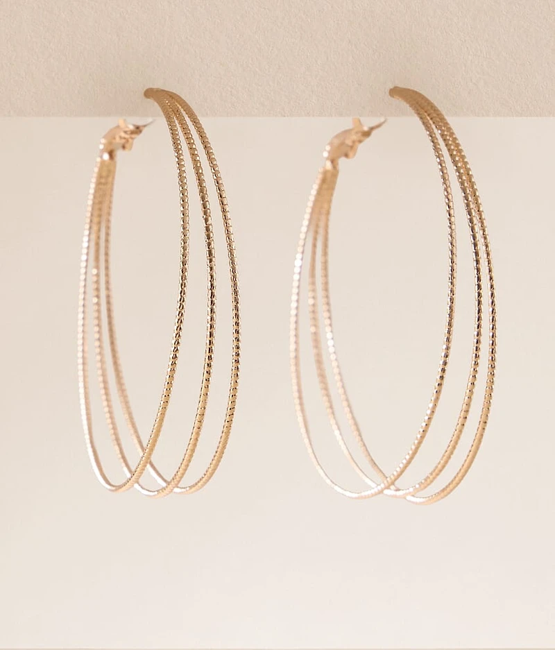 Textured Trio Hoop Earring
