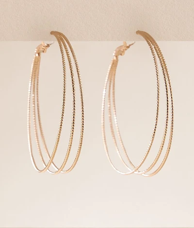 Textured Trio Hoop Earring