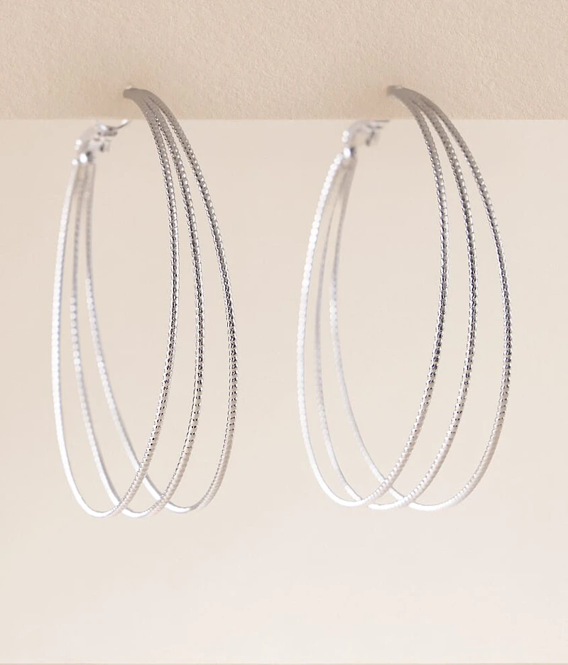 Textured Trio Hoop Earring