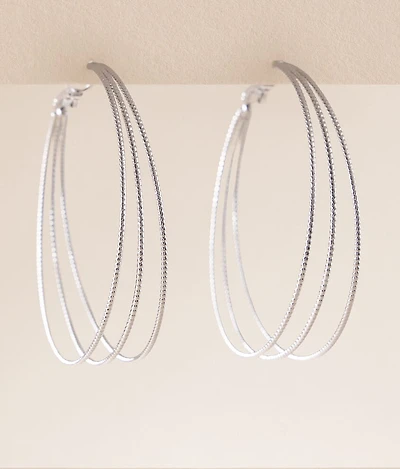 Textured Trio Hoop Earring