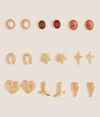9 Pack Western Earring Set