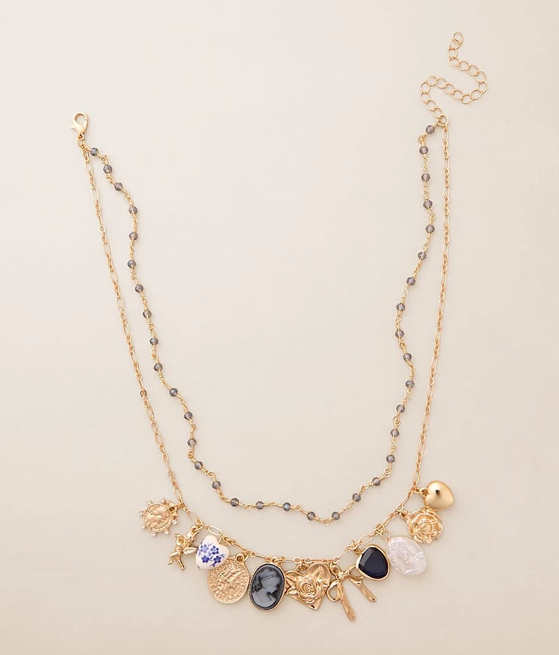 Statement Tiered Charm Necklace