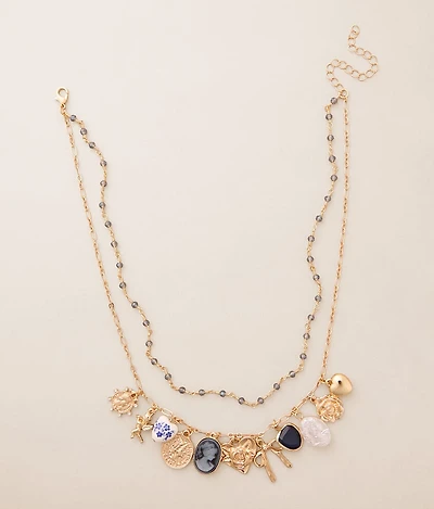Statement Tiered Charm Necklace
