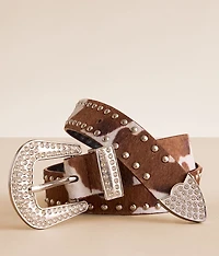 Studded Cow Print Belt