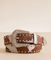 Studded Cow Print Belt