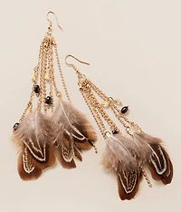Feather Fringe Drop Earring