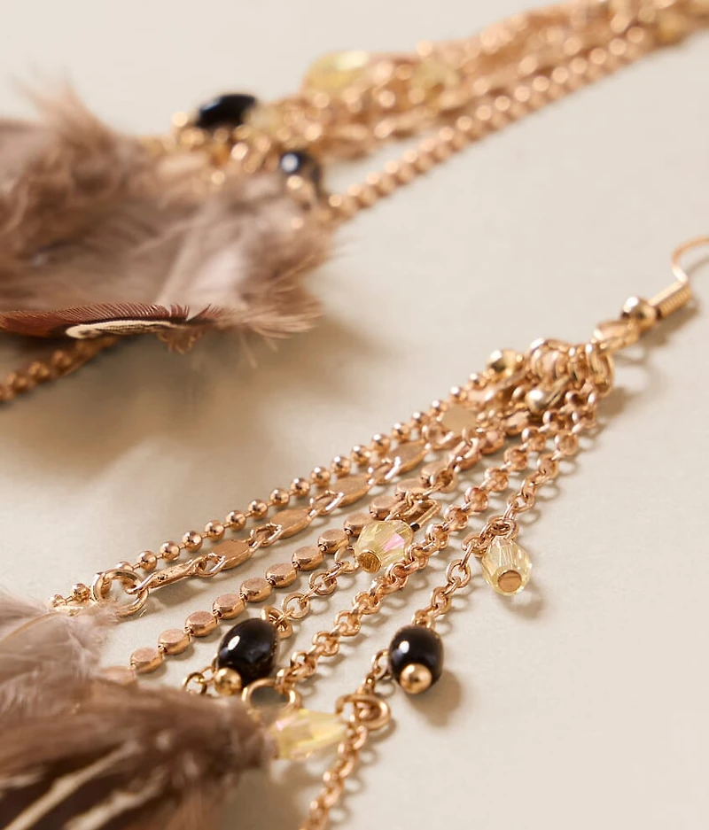 Feather Fringe Drop Earring
