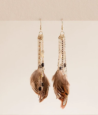 Feather Fringe Drop Earring