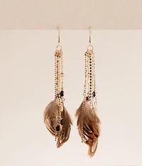 Feather Fringe Drop Earring