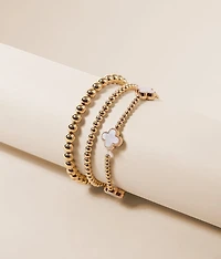 3 Pack Beaded Clover Bracelet Set