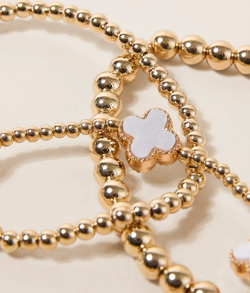 3 Pack Beaded Clover Bracelet Set