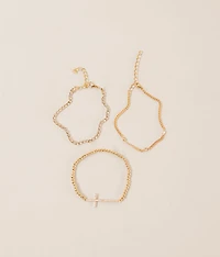3 Pack Cross Glitz Bracelet Set