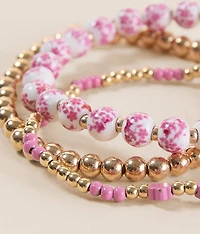 3 Pack Floral Beaded Bracelet Set