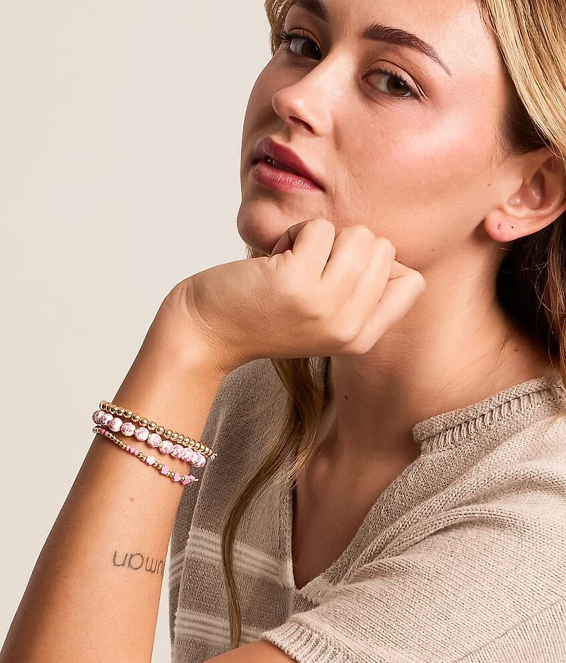 3 Pack Floral Beaded Bracelet Set