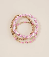 3 Pack Floral Beaded Bracelet Set