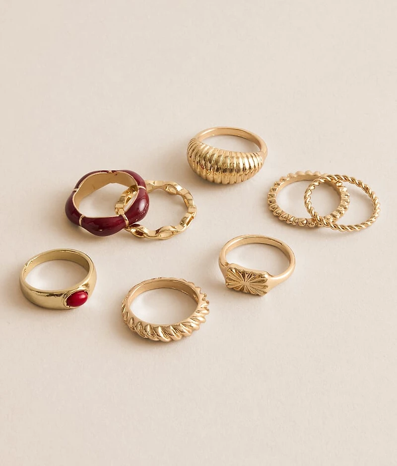 8 Pack Assorted Ring Set