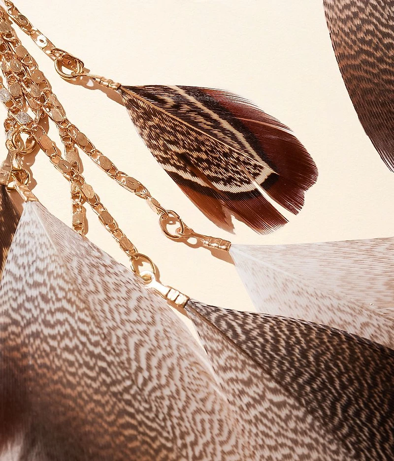 Feather Fringe Drop Earring