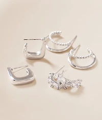3 Pack Hoop Stud Earring Set