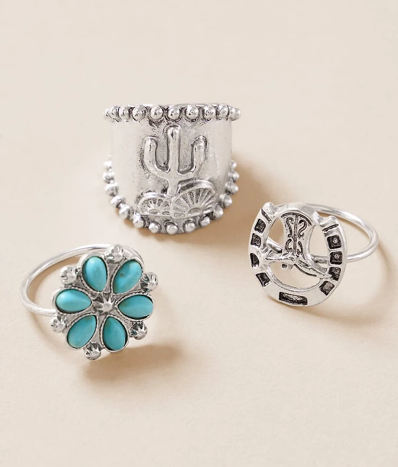 Sterling & Stitch 3 Pack Western Ring Set