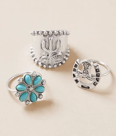Sterling & Stitch 3 Pack Western Ring Set
