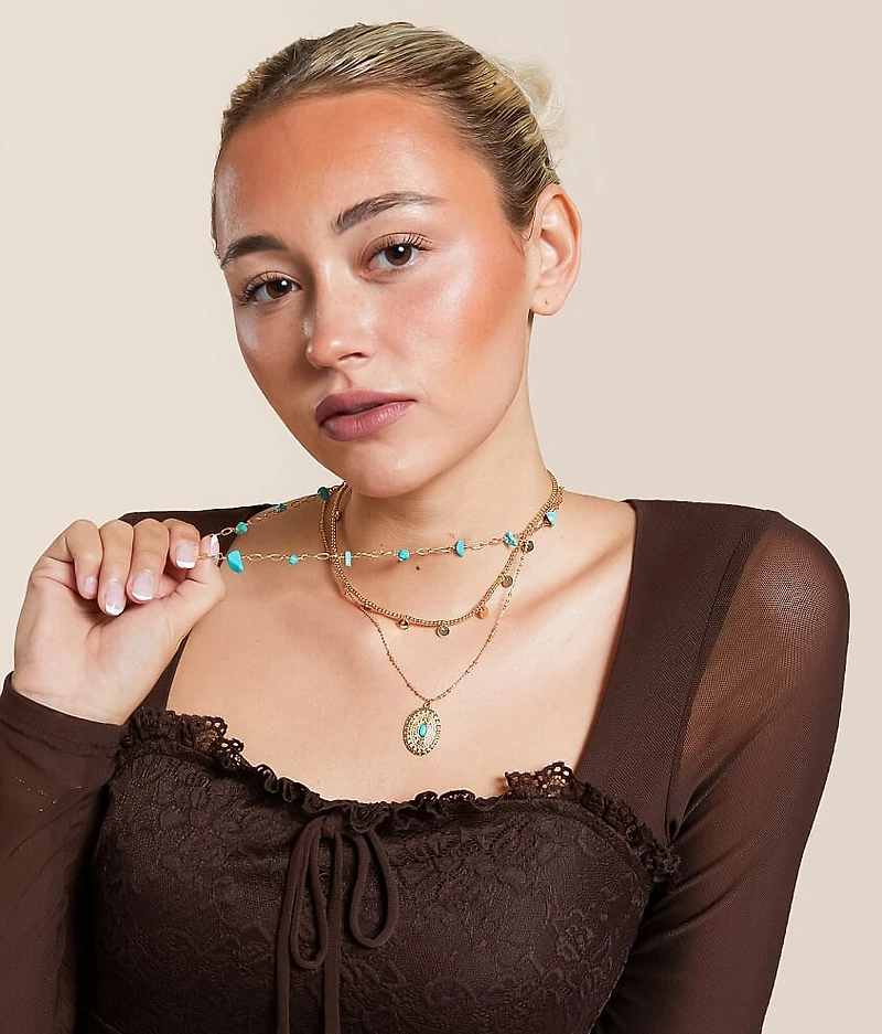 3 Pack Turquoise Necklace Set