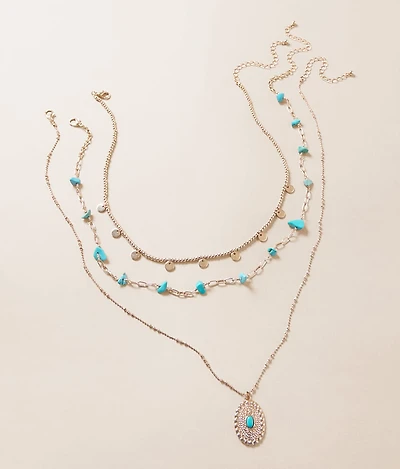 3 Pack Turquoise Necklace Set