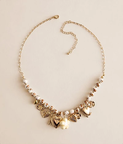 Floral Beaded Charm Necklace