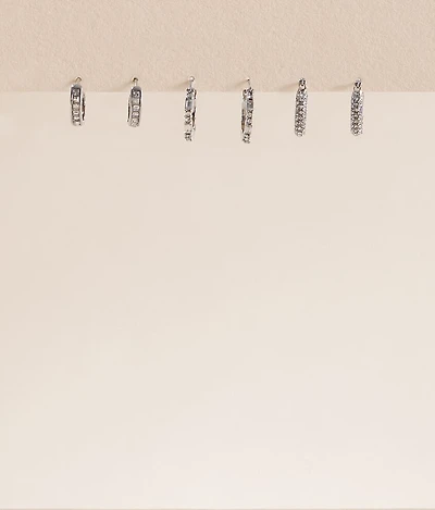 3 Pack Glitz Hoop Earring Set