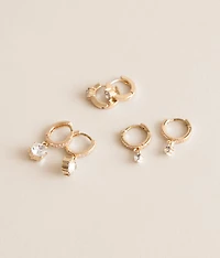 3 Pack Trio Glitz Hoop Earring Set