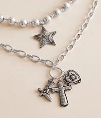 2 Pack Statement Charm Necklace