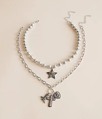 2 Pack Statement Charm Necklace