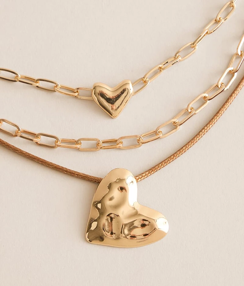 3 Pack Heart Necklace Set