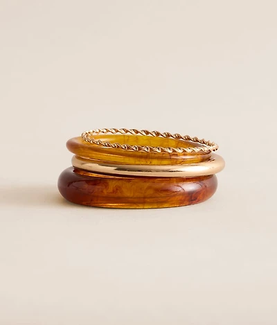 4 Pack Mixed Bangle Bracelet Set