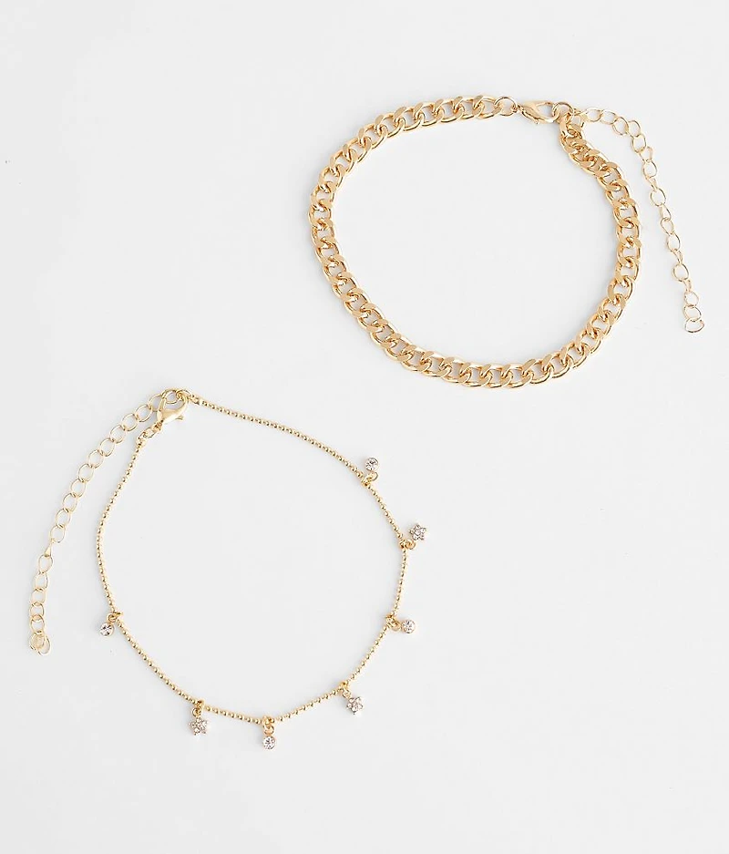 2 Pack Star Ankle Bracelet Set