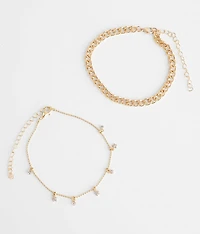 2 Pack Star Ankle Bracelet Set