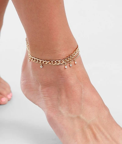 2 Pack Star Ankle Bracelet Set