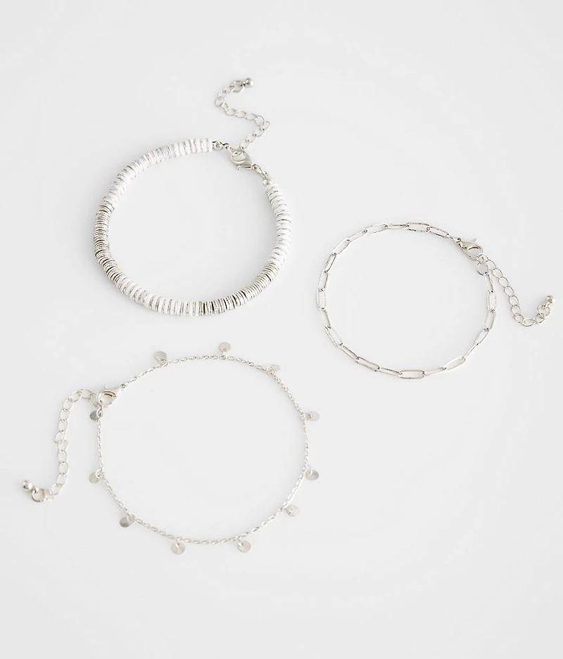 3 Pack Beaded Ankle Bracelet Set