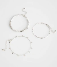 3 Pack Beaded Ankle Bracelet Set