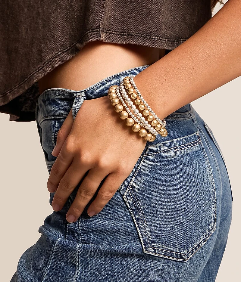 5 Pack Two Tone Bracelet Set