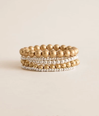 5 Pack Two Tone Bracelet Set