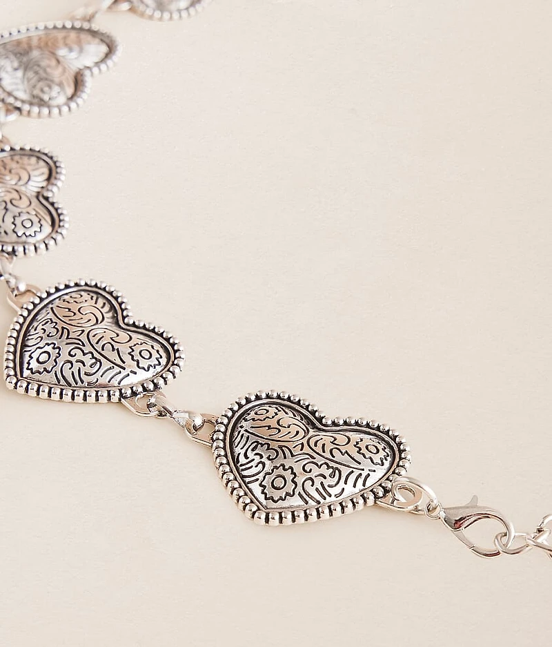 Embossed Heart Chain Belt